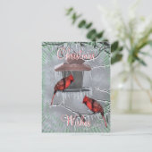 CardinalsIcyFeederPostcard-pas aan Feestdagenkaart (Staand voorkant)