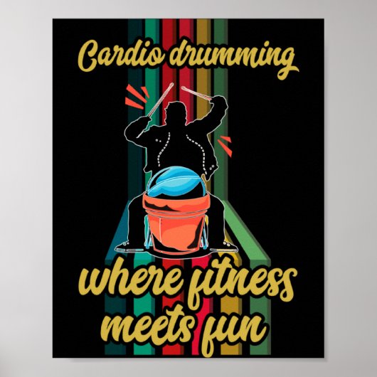 Cardio Drumming Gym Exercise Funny Fitness Cl W  Poster (Voorkant)