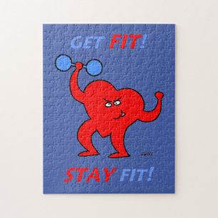 Cardio Fitness Cartoon Heart Exercise Instructor Legpuzzel