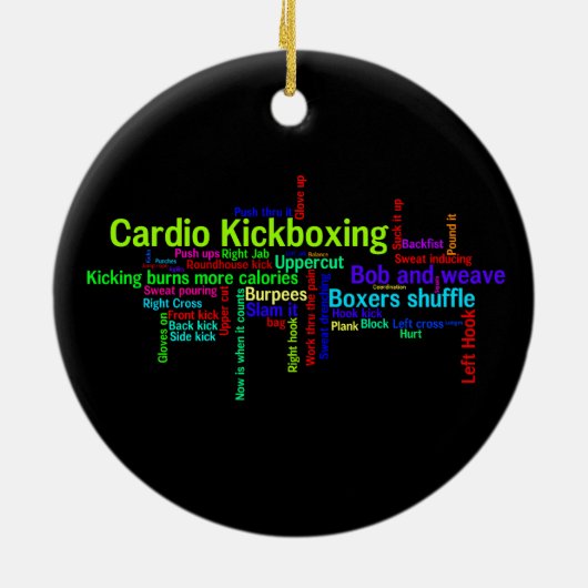 Cardio Kickboxing Word Cloud Keramisch Ornament (Achterkant)