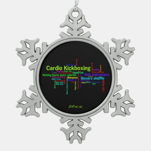 Cardio Kickboxing Word Cloud Tin Sneeuwvlok Ornament (Voorkant)