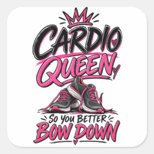 Cardio Koningin Buig Je Voor Fitness voor Vrouwen Vierkante Sticker