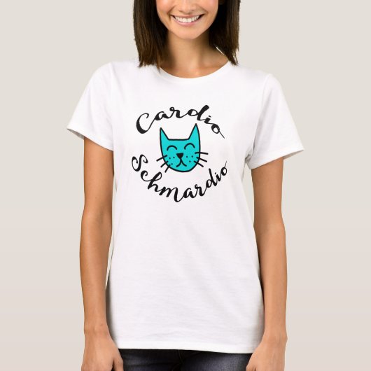 Cardio Schmardio Lazy Cat Funny T-shirt (Voorkant)