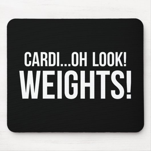 Cardio vs Gewichten - Funny Novelty Gym Workout Muismat (Voorkant)