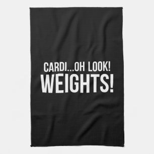 Cardio vs Gewichten - Funny Novelty Gym Workout Theedoek