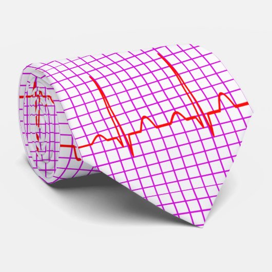 Cardiogram of ECG in rood op wit Stropdas (Opgerold)