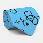 cardiogram stethoscoop aanpassen stropdas (Opgerold)