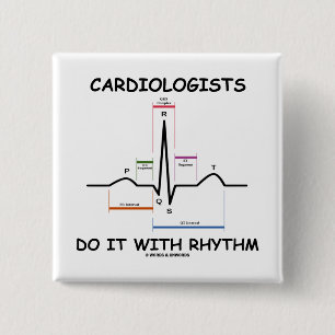 Cardiologen doen het met ritme (ECG/EKG) Vierkante Button 5,1 Cm