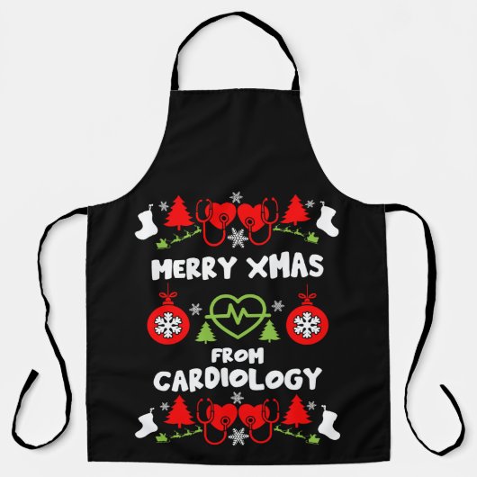 Cardiologie Kerstmis Medisch Personeel Giften Schort (Voorkant)
