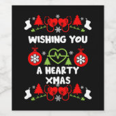 Cardiologie Kerstmis Medisch Personeel Giften Wijn Etiket (Enkel label)