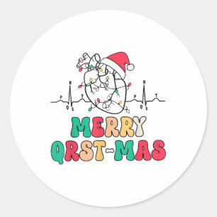 Cardiologie Verpleegster Kerst ECG Hart Anatomie T Ronde Sticker