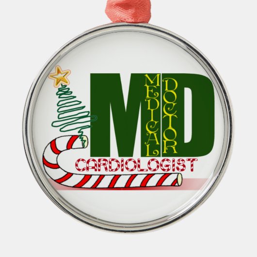 CARDIOLOGIST HEART DOCTOR CHRISTMAS MERRY METALEN ORNAMENT (Voorkant)