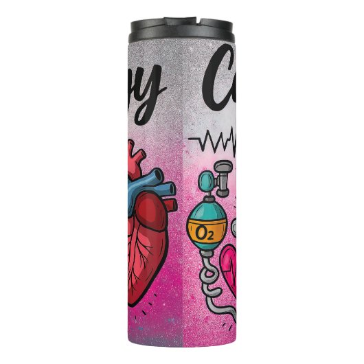 Cardiology Crew Nurse Heart Design Thermosbeker (Achterkant)