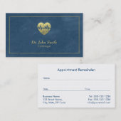 Cardioloog, Blue Canvas Golden Lijst & Hart Afsprakenkaartje (Voorkant / Achterkant)
