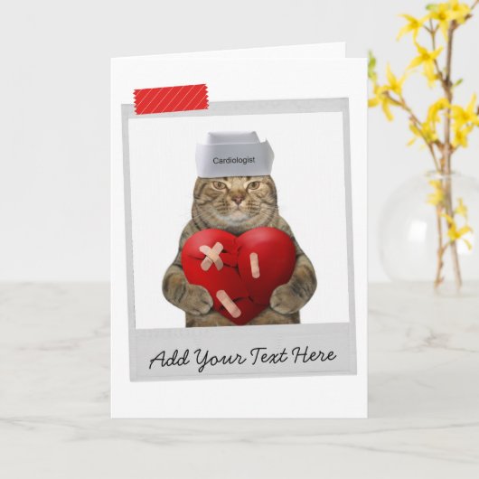 Cardioloog Doctor Heart Surgeon Cat Funny Card Kaart (Gele Bloem)
