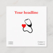 Cardioloog - hartvormige stethoscoop vierkante visitekaartje (Achterkant)