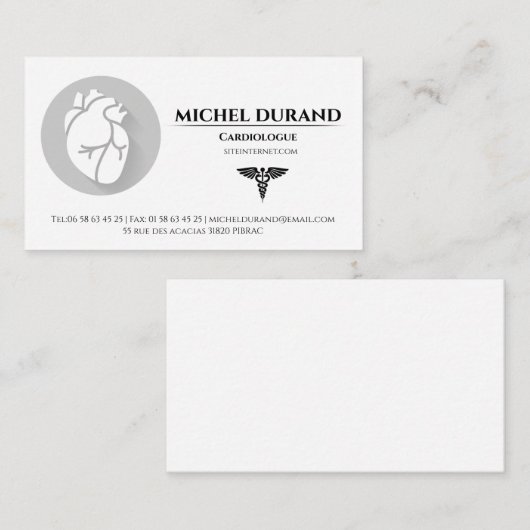 Cardioloog Medicals Visitekaartje (Voorkant / Achterkant)