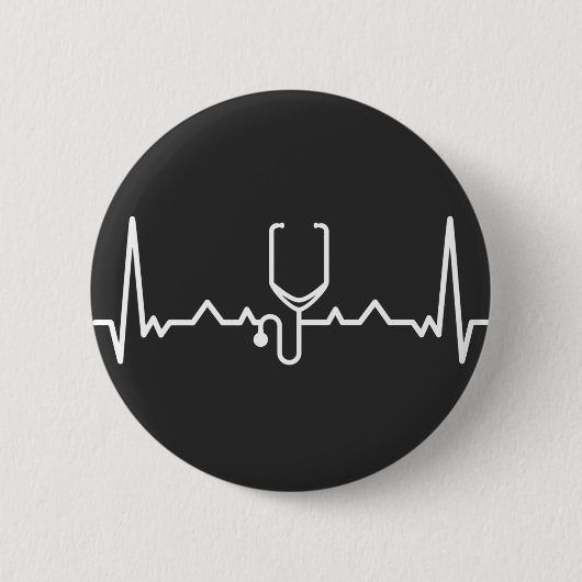 Cardioloog met ECG Ronde Button 5,7 Cm (Voorkant)
