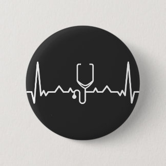 Cardioloog met ECG Ronde Button 5,7 Cm