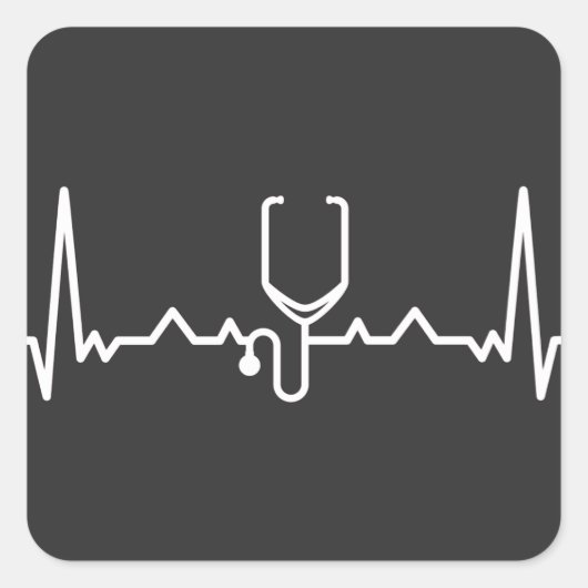 Cardioloog met ECG Vierkante Sticker (Voorkant)