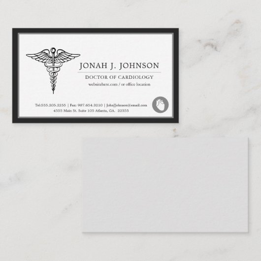 Cardioloog | Minimale zwarte grens Visitekaartje (Voorkant / Achterkant)