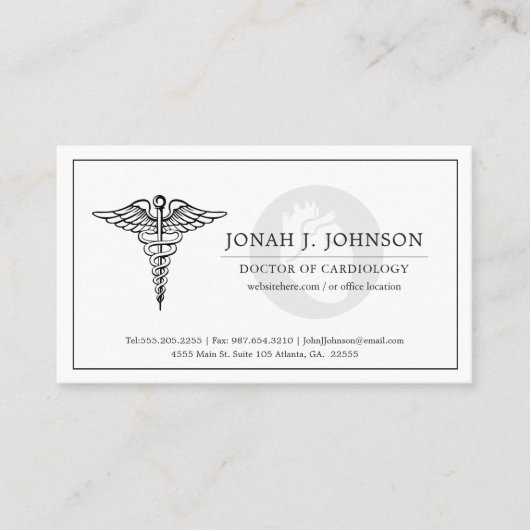cardioloog | Minimalistisch vervaagd hart symbool Visitekaartje (Voorkant)
