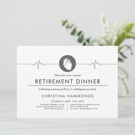 Cardioloog Retirement Dinner | Minimale stijl Kaart (Staand voorkant)