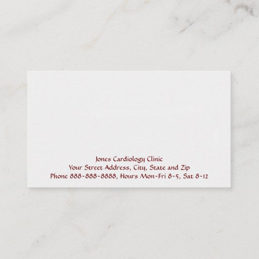 Cardioloog Visitekaartje (Achterkant)