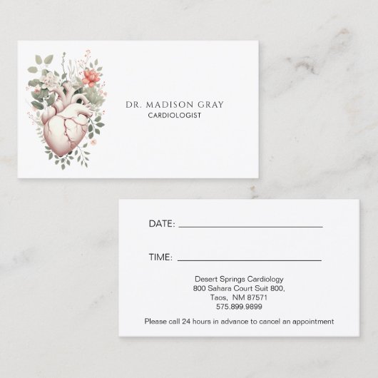 Cardioloog zaken en benoeming visitekaartje (Voorkant / Achterkant)