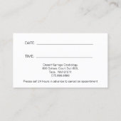 Cardioloog zaken en benoeming visitekaartje (Achterkant)