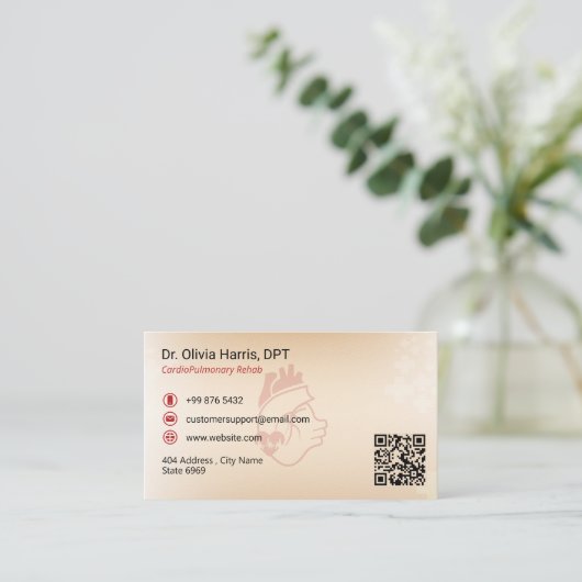 CardioPulmonary Rehab Business | Light Red Visitekaartje (Staand voorkant)