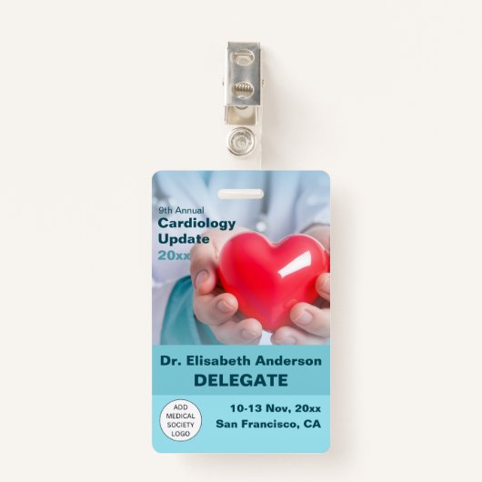 Cardiothoracale medische conferentie badge (Voorkant met clip)