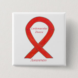 Cardiovasculaire ziekte Aangepaste bewustwording K Vierkante Button 5,1 Cm