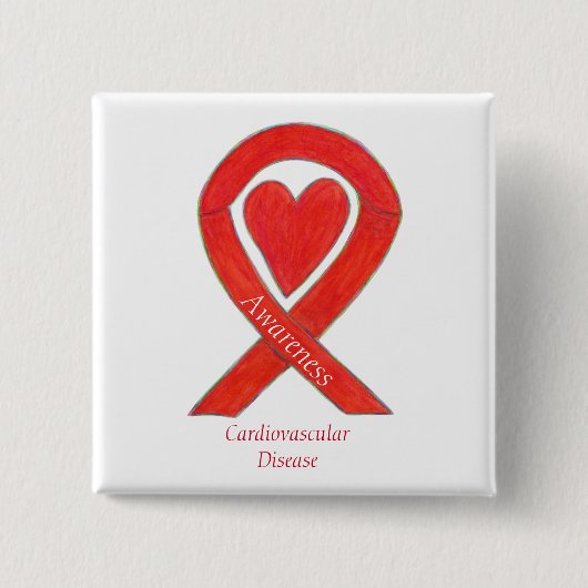 Cardiovasculaire ziekte Hartbewustwording Vierkante Button 5,1 Cm (Voorkant)