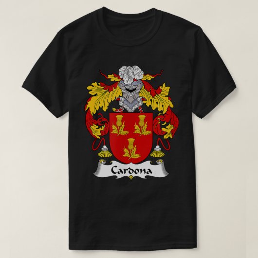 Cardona Coat of Arms Family Crest T-shirt (Design voorkant)