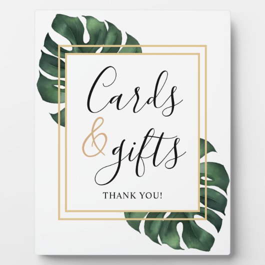 Cards and Gifts Monstera Leaf Wedding Sign  Fotoplaat (Voorkant)
