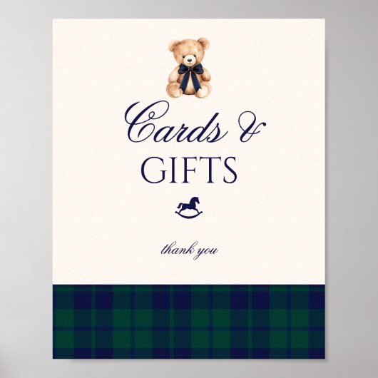 Cards and gifts Preppy Teddy Bear Plaid Poster (Voorkant)