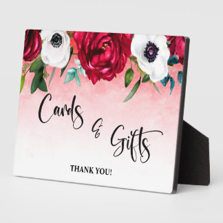 Cards and Gifts Red White Floral Plaque Fotoplaat