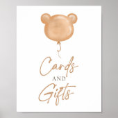 Cards and Gifts Teddy Bear Balloon Boho Birthday  Poster (Voorkant)