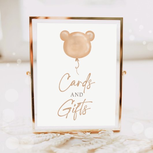 Cards and Gifts Teddy Bear Balloon Boho Birthday  Poster