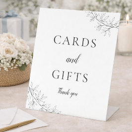 Cards and Gifts Wedding Botanical Minimalist Reclamebord Met Voetstuk