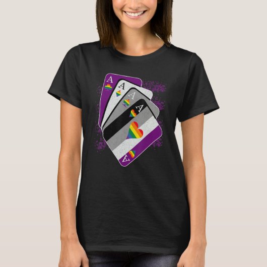Cards Asexual Heart Rainbow LGBT LGBTQ Pride T-shirt (Voorkant)