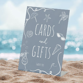 Cards & Gifts Beach Doodle Bridal Shower  Reclamebord Met Voetstuk