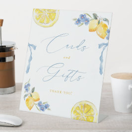 Cards & Gifts Italian Blue Bows & Lemons Reclamebord Met Voetstuk