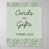 Cards & Gifts Sage Green Floral Handwritten Font Poster (Voorkant)
