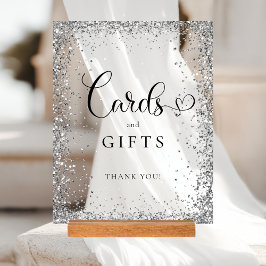 CARDS & GIFTS Silver Glitter Bridal Shower  Acryl Bord