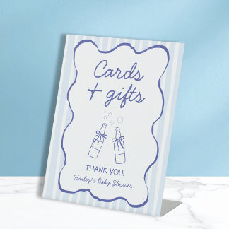 Cards & Gifts Soda Bottle Blue Baby Shower Reclamebord Met Voetstuk