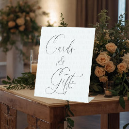Cards & Gifts Wedding Sign | Elegant Script  Reclamebord Met Voetstuk