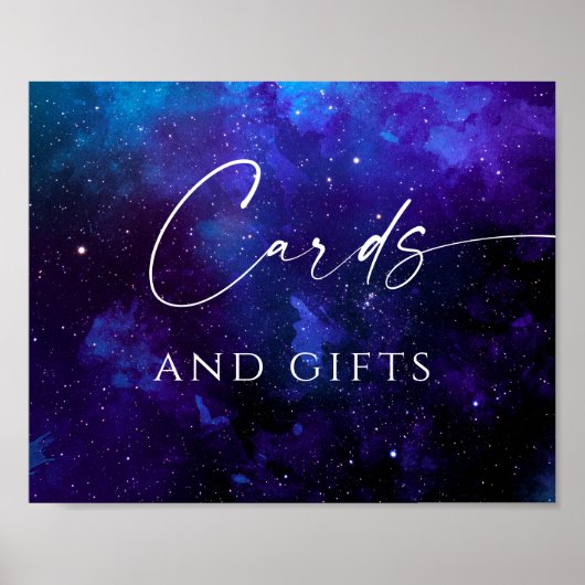 Cards & Gifts Wedding Sign | Galaxy Starry Night Poster (Voorkant)