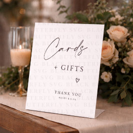 Cards & Gifts Wedding Table Sign Minimalist  Reclamebord Met Voetstuk